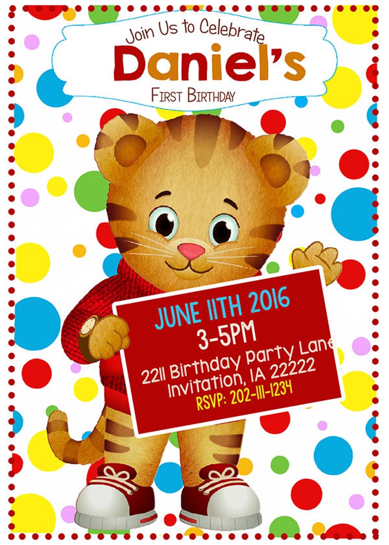 Daniel Tiger Birthday Invitation Printable Digital File Etsy