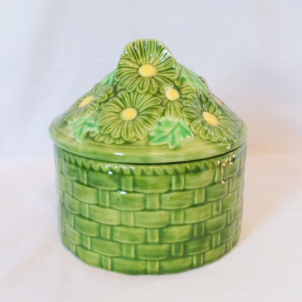 Summery Green and Yellow Flower Cookie Jar