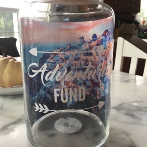 Travel Fund Decal, Money Jar Vinyl Only, Travel Gifts, Traveller Gifts, Adventure Funds, Money Box, Piggy Bank, saving jar, Adventure Awaits image 7