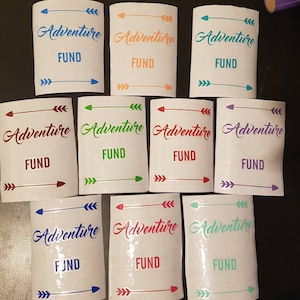 Travel Fund Decal, Money Jar Vinyl Only, Travel Gifts, Traveller Gifts, Adventure Funds, Money Box, Piggy Bank, saving jar, Adventure Awaits