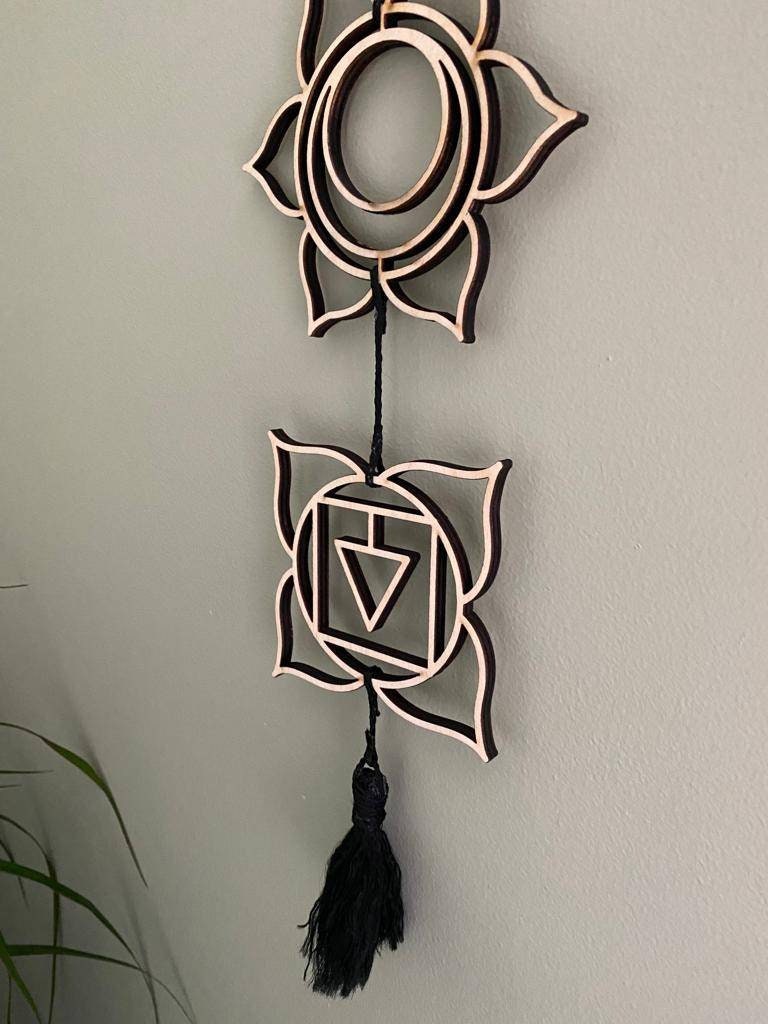Chakra Symbols Set of 7, Chakra Charm Wall Hanging, Elegant Brass Wall ...