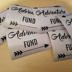 Travel Fund Money Jar vinyls, Adventure Fund Decal, Money Box Decal, Travel Gift, Traveller Gifts, Piggy Bank, saving jars, Adventure Awaits