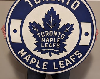 24" Toronto Maple Leafs Canadian Hockey Team Logo 3D Wooden round Sign, Medallion Sport Sign for Man Cave, Home Decoration, Sports Fan Gift