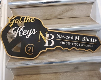 Custom Key Sold Sign, Closing Photo Prop, Modern Key Sign for Realtors, Closing Sign, Sold Sign, Custom Realtor Gift, Realtor Prop sign