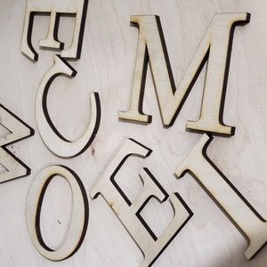 Mezclar y combinar letras de madera del alfabeto, letras de signos de nombre, letras de madera sin terminar cortadas con láser de 3" o 4" DIY, letras de madera cortadas con láser sin pintar