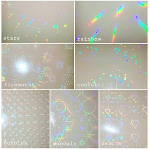 Self-Adhesive Holographic Vinyl Overlay, Sparkling laminate, holographic stars, vinyl fireworks, confetti sparkle overlay, rainbow holo