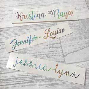 Custom Holographic Vinyl, Holo Glitter Vinyl Decal, Holographic Name Decal, Silver Sparkle Decal, Holographic Glitter Name Sticker, Rainbow