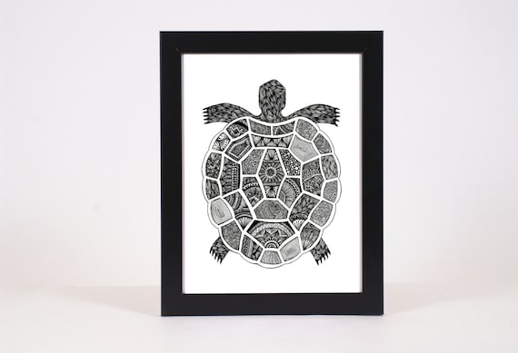 Sea Turtle Print, Black & white Art, Ocean theme room decor, Hand drawn Sea art, Sea Home Decor, Turtle Artwork, Turtle Art Print, nautical