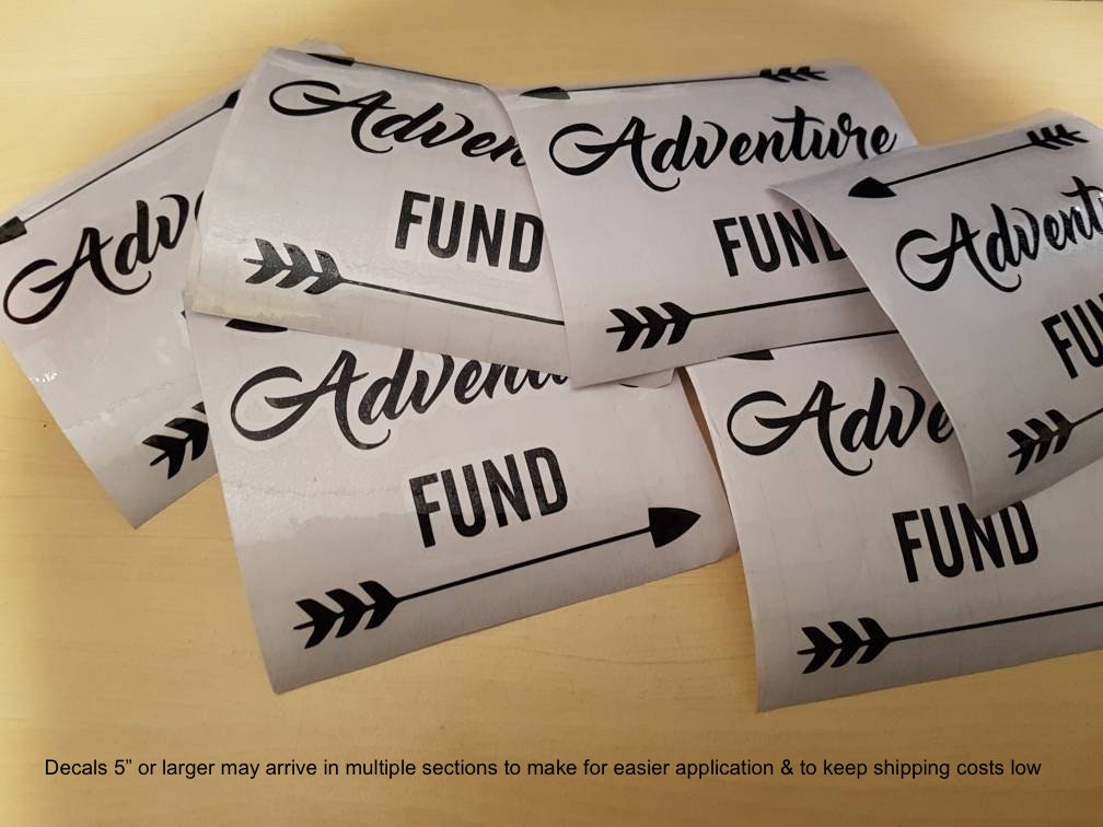 Adventure Fund Coin Jar Decal  Vacation Savings Money Jar Vinyl Decal –  FineLineFX Vinyl Decals & Car Stickers