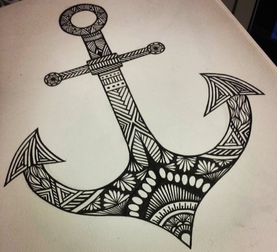 Nautical Anchor Print, Anchor Drawing, Nautical Art, Aztec Design Print,  Marine Nautical Art, Coastal Living, Marine Art, Ship Anchor Prints -   Canada