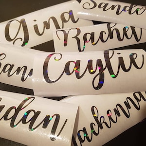 Calcomanías de nombre personalizado, calcomanía holográfica, pegatinas de planificador de presupuesto holográfico, calcomanías de sobre de efectivo holográficas personalizadas, calcomanía de presupuesto de neón