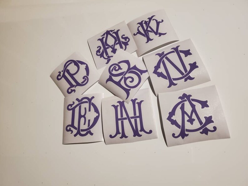 Vinyl Monogram Decals 2 Letter Initial Decals Customized Etsy