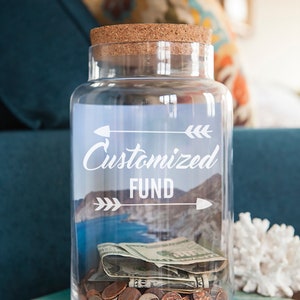 Custom Travel Fund, Money Jar Vinyl Only, Custom Travel Gifts, unique Traveller Gifts, Adventure Funds, custom saving jars, Adventure Awaits image 7