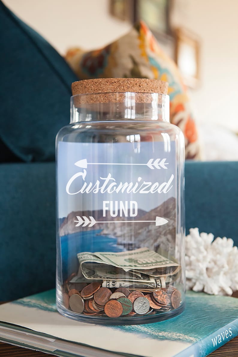 Custom Travel Fund, Money Jar Vinyl Only, Custom Travel Gifts, unique Traveller Gifts, Adventure Funds, custom saving jars, Adventure Awaits image 7