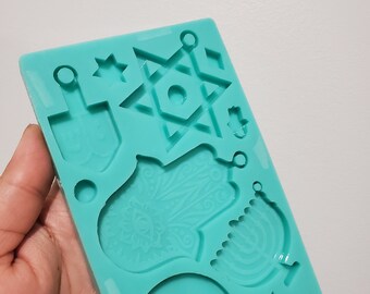 Jewish symbol mold, Hanukkah molds, Dreidel Mold, Handmade Jewish Molds, Hamsa hand Silicone Resin Crafting Mold, Star of David Jewelry Mold