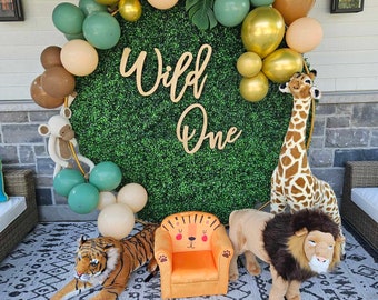 Wild One 1st Birthday Safari Jungle Animals Kids sign, first birthday party decor, jungle theme birthday sign