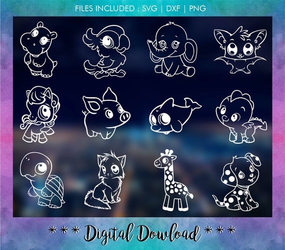 Download 12 Baby Animals Giraffe Svg Animal Svg Elephant Baby Clipart Puppy Hippo Svg Dolphin Mandala Silhouette