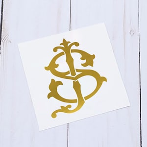 Monograma de vinilo, calcomanías monogramas, calcomanías iniciales, letras únicas personalizadas, calcomanía de coche, pegatinas para computadora portátil, pegatina de teléfono, dos monogramas de letras