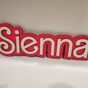Custom Pink White Barbi Sign, Fashion Doll Style Name Sign, Personalized Door Sign, Gift for Girl, Kids Playroom Sign, Custom Nameplate