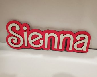 Benutzerdefinierte rosa weiße Barbi Zeichen, Modepuppe Stil Namensschild, personalisierte Türschild, Geschenk für Mädchen, Kinder Spielzimmer Zeichen, benutzerdefiniertes Typenschild