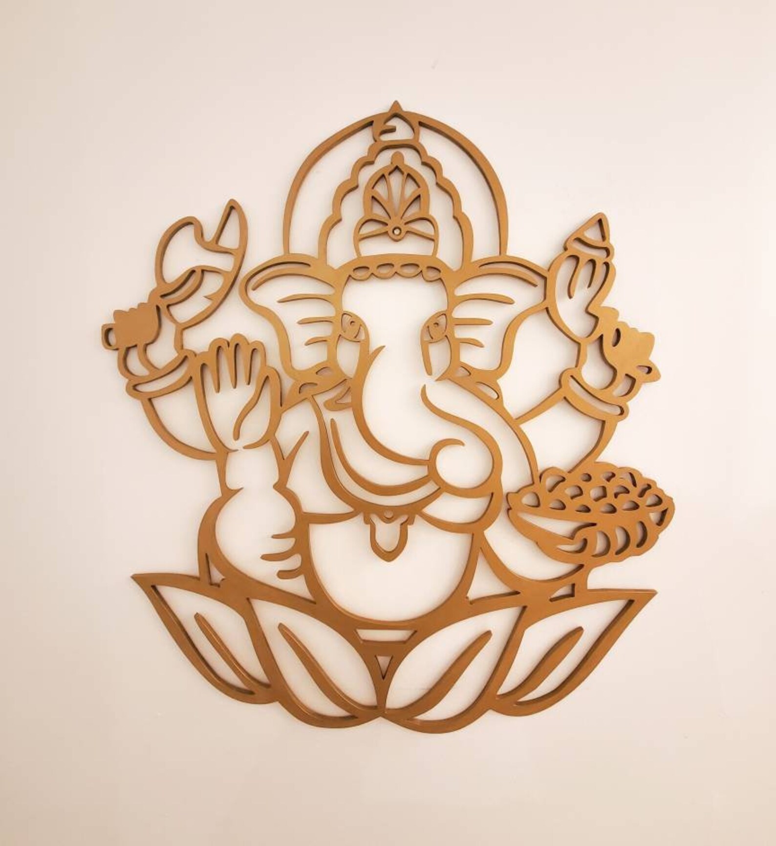 Gold Wood Ganesh Wall Piece Wood Art of Abstract Ganesha Etsy