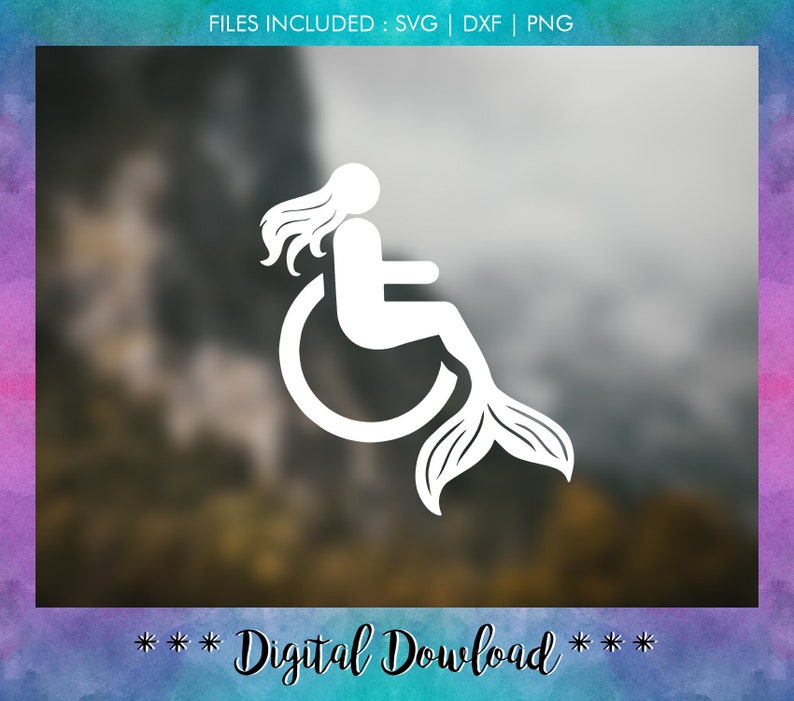 Mermaid cut file Silhouette, cricut mermaid, Disability Mermaid SVG EPS JPG png wheelchair mermaid svg, wheelchair Digital Download image 1