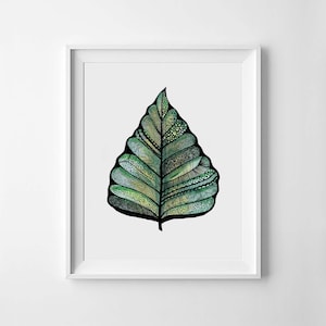 Art moderne de feuille, décalque vert de mur de feuilles, décor botanique de feuille, feuilles botaniques, l’art de jardin de feuille, l’impression de feuille, décor de feuille de palmier