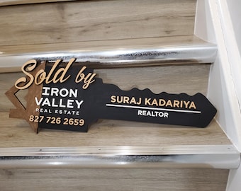 Custom Key Sold Sign, Closing Photo Prop, Modern Key Sign for Realtors, Closing Sign, Sold Sign, Custom Realtor Gift, Realtor Prop sign