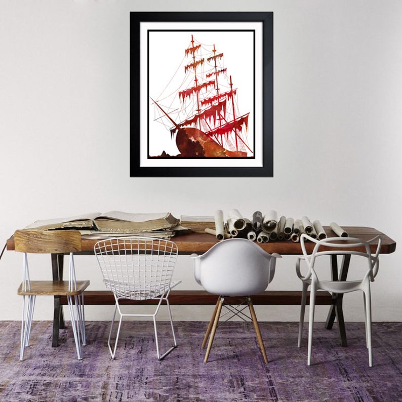 Ship Print Sailing Ship Poster Nautical Poster Frigates Etsy