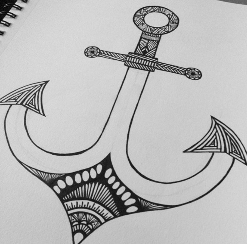 Nautical Anchor Print Anchor Drawing Nautical Art Aztec - Etsy
