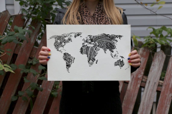 Concevoir Le Monde Carte Art Print Noir Et Blanc Dessin Estampes Monde Globe Voyage Art Print Affiche Decor De Dortoir Cartes Des Cartes Du Monde