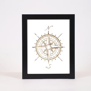 Aquarel Kompas, Explorer Schilderij Kunst Afdrukken, originele navigatie, Kompas Schilderij Poster, Travel Adventure Thema Kunst, Compass Wall Art