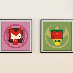Mini Heroes Scarlet Witch and Vision Digital Art Print Set digital download