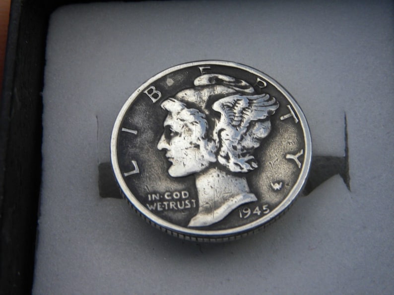 Vintage authentic Mercury dime coins handmade pin brooch with in gift box various available dates