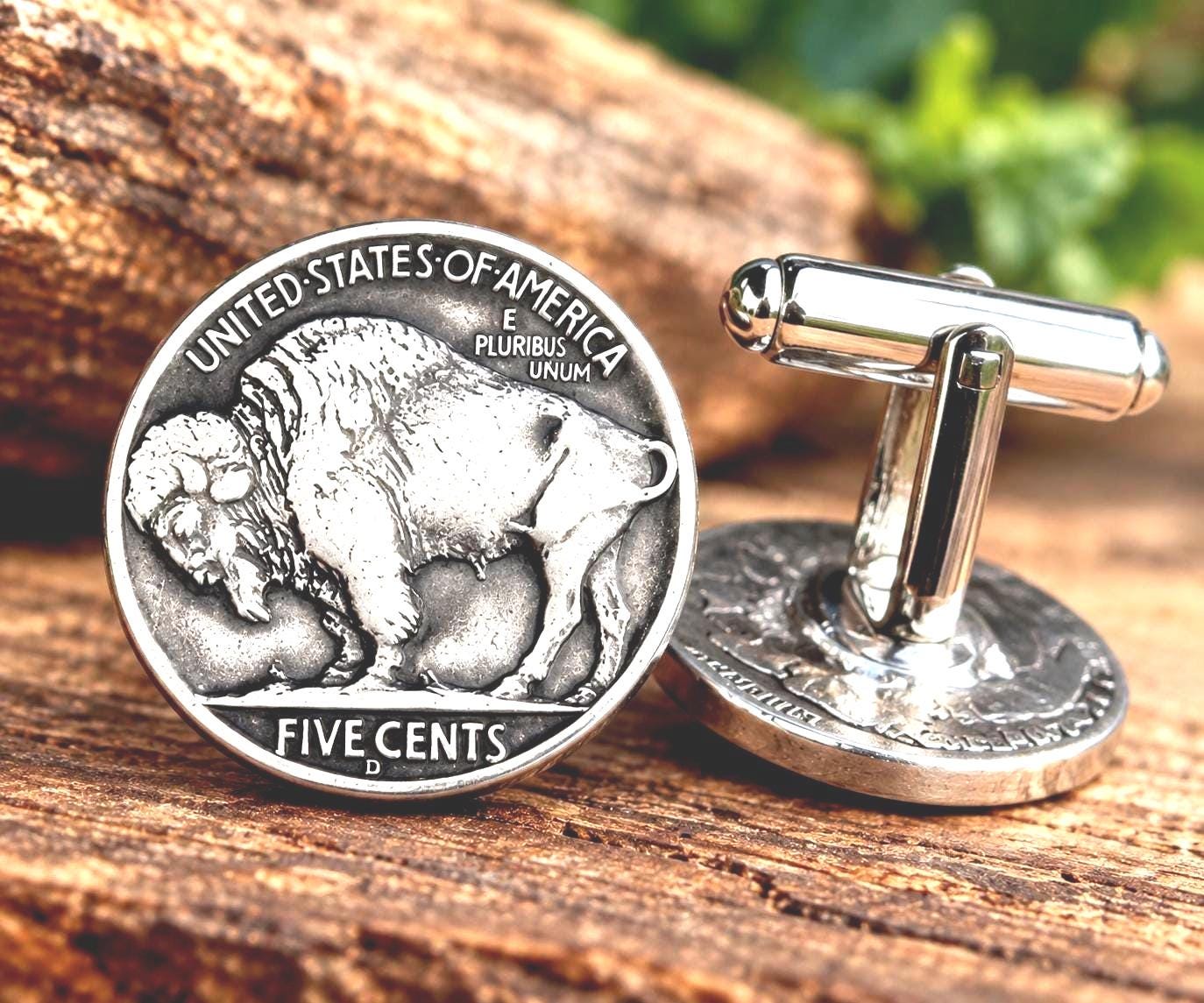 CIVARIZEブーツアンクレットネックレス buffalobobs FUGA Authentic Buffalo Indian Nickel Coin Cufflinks Handmade Soldered