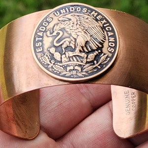 Pure copper women bracelet authentic Mexican Eagle snake coin adjustable