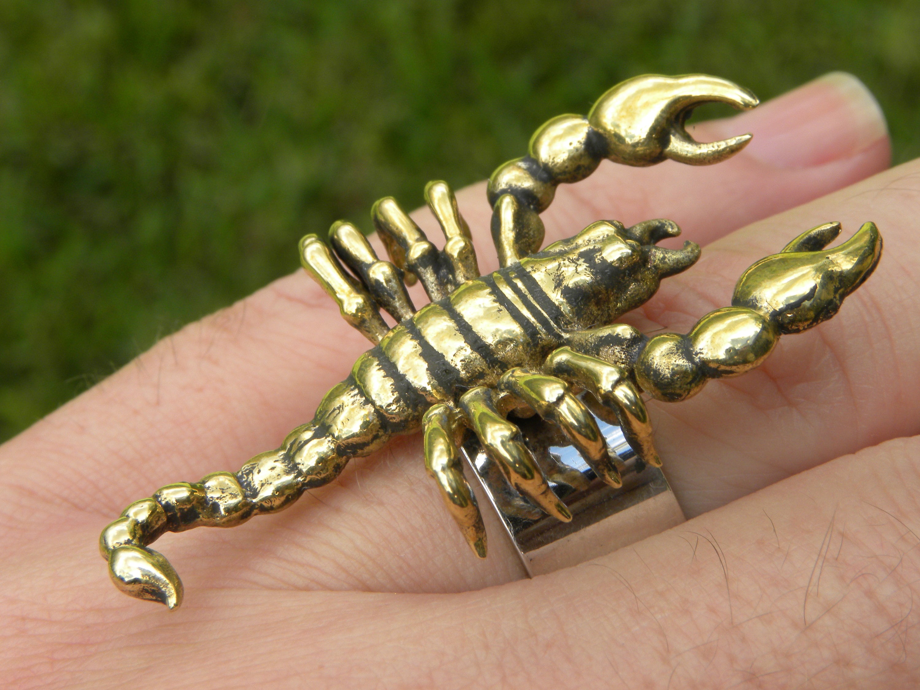 adjustable size handmade brass Details about   Scorpion Ring 