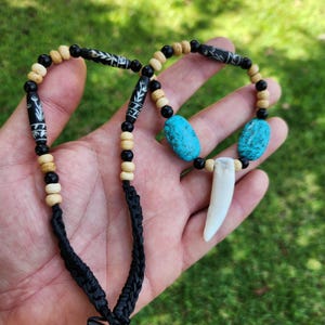 Krigare Shaman-stil tänder äkta alligatortänder turkos halsband choker bild 3