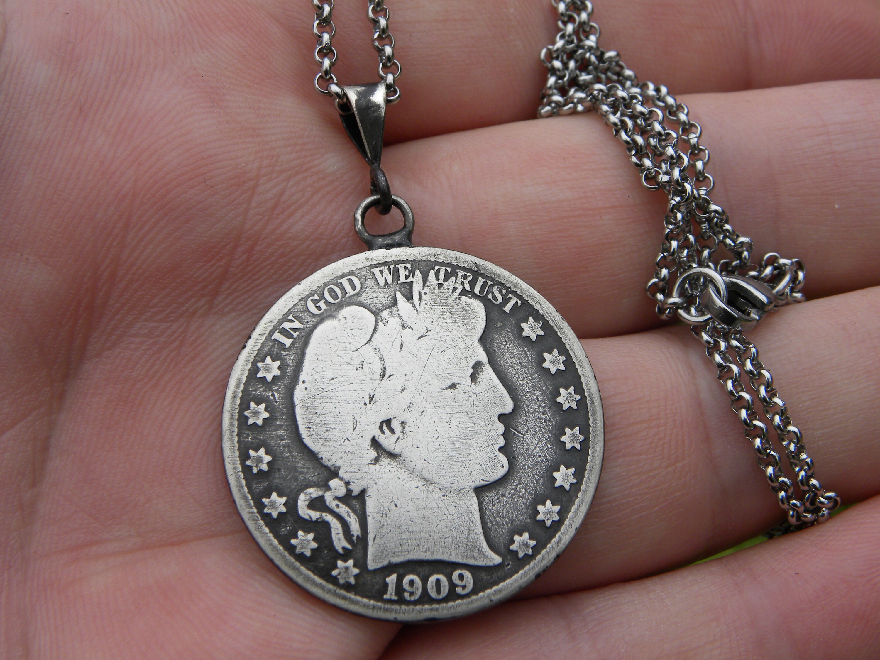 Silver dollar shop coin necklace