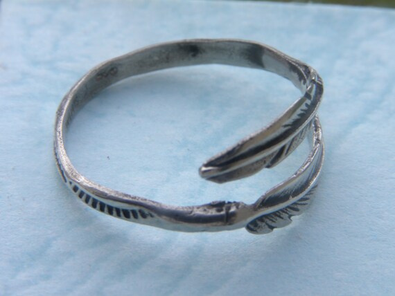 Adjustable Sterling Silver Feather Wrap Ring - image 5