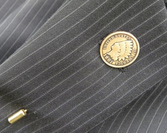 Spilla autentica con moneta da un penny a forma di testa di indiano del 1901, bel regalo per motociclisti.