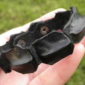 Handmade Black Alligator Tail Leather Bracelet - Custom Wrist Size