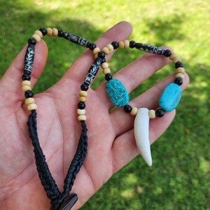 Krigare Shaman-stil tänder äkta alligatortänder turkos halsband choker bild 2