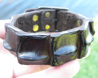 Handcrafted Alligator Leather Cuff Bracelet With Studs - Etsy