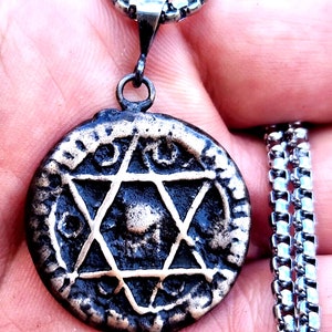 Jewish necklace ancient rare special circles Star of David 1285AH/1868 coin