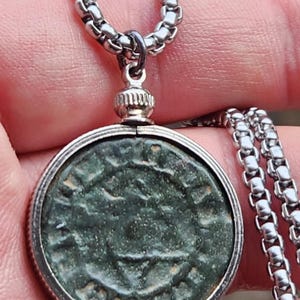 Pendentif pièce de monnaie authentique étoile de David en bronze antique : Maroc, 1200s AH