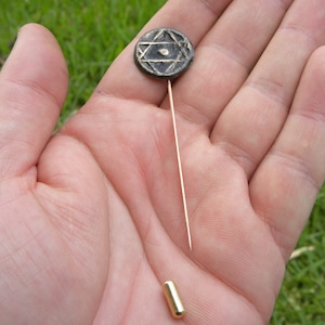 Jewish Judaica jewelry stick pin brooch authentic 1200sAH/ 1800s AD Ancient Star of David Bronze Morocco minted falus coin gift for Hanukkah