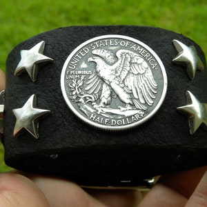 Buffalo Bison Bracelet wristband vintage US Walking Liberty Half dollar silver coin Eagle  nice gift  adjustable buckle closure