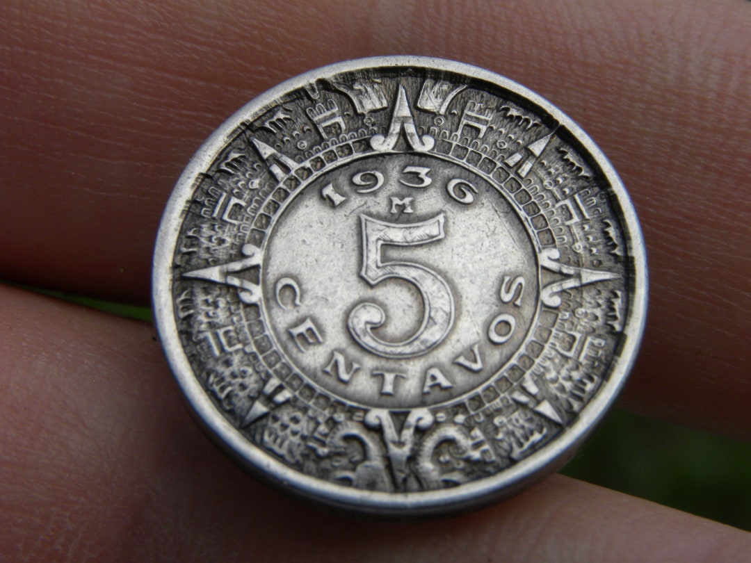 Authentic Vintage Mexican 5 Centavos Aztec Calendar Coin 1936 - Etsy