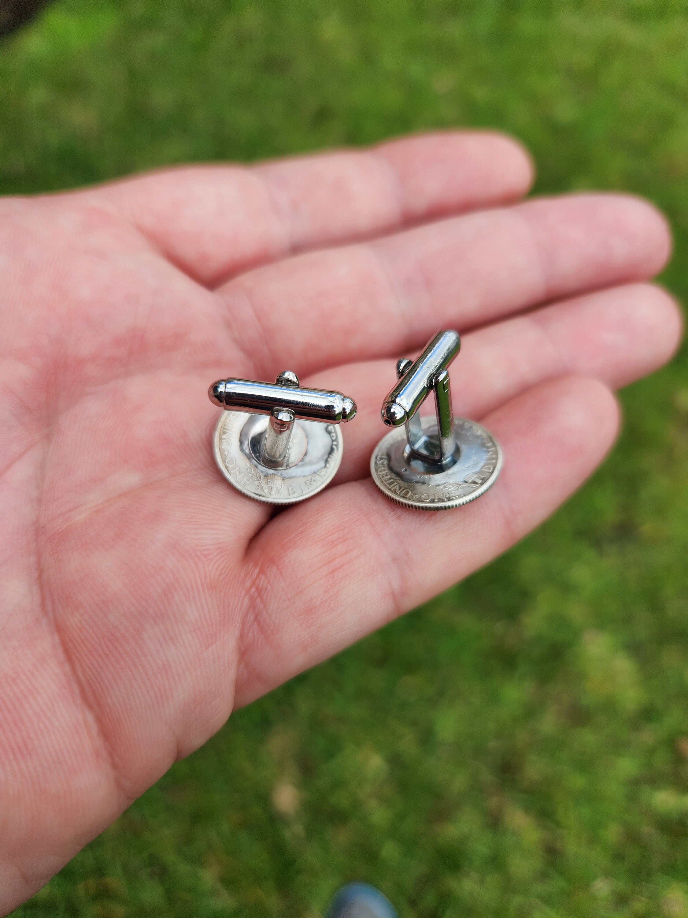 Lot De 7 Boutons Argent Mercure Dime – Tige Cuivre – Vintage US